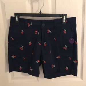 🍒Navy Blue Shorts, With Embroidered Cherries🍒